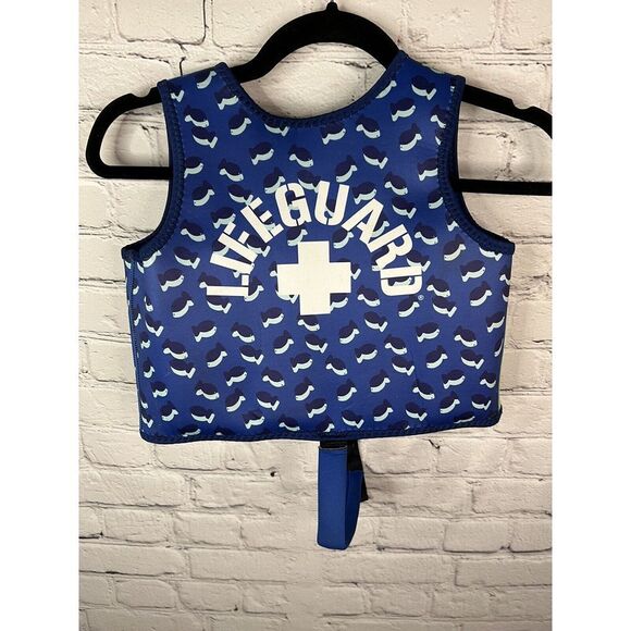 Lifeguard Childrens Swim Training Vest Blue Green Sharks M/L 33-55 lbs 22" Chest - Picture 2 of 6